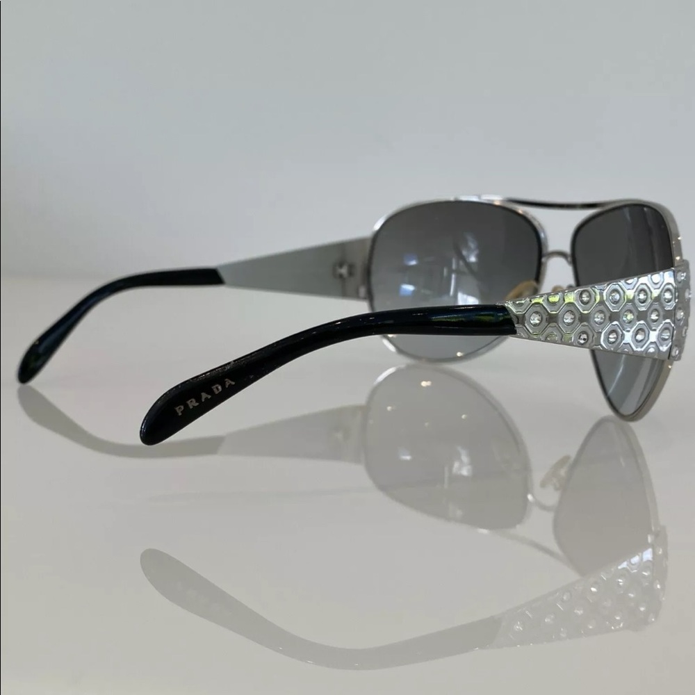 Prada Gray Gradient Silver Aviator Sunglasses - image 7